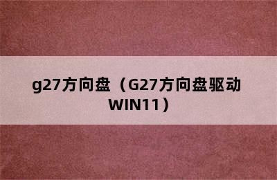 g27方向盘（G27方向盘驱动 WIN11）